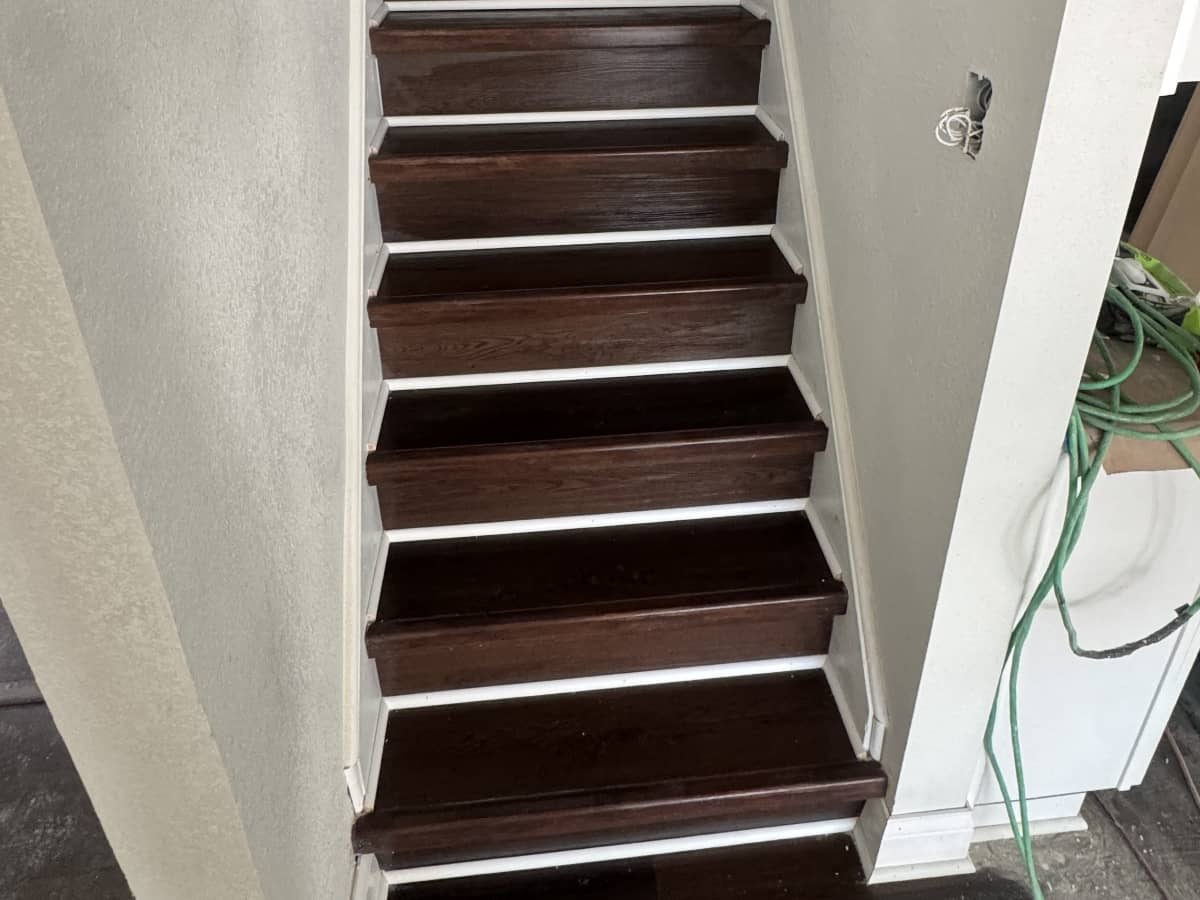 brown wood stairs installation